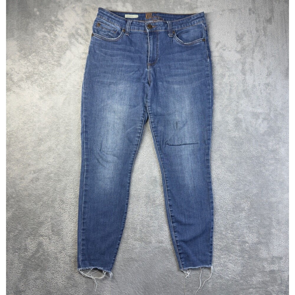 KUT From The Kloth Jeans Womens 10 Blue Carlo Ankle Skinny Distressed Hem Pants